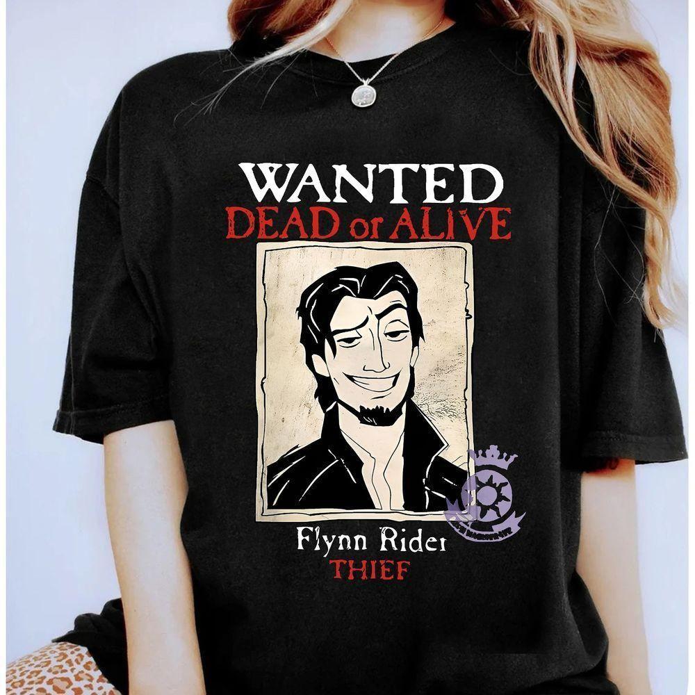 Tangled Funny Wanted Dead Or Alive Flynn Rider Thief Retro Disney Vuitino Shirt